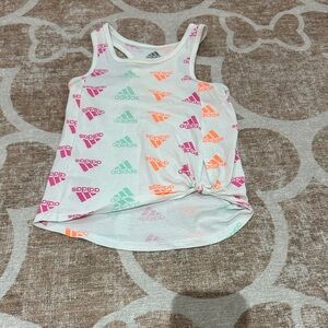 Adidas Kids' White Tank with Colorful Logo Print